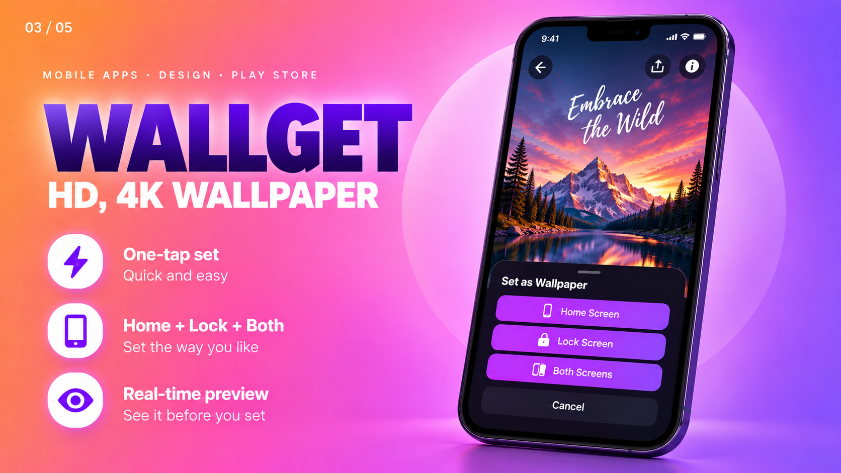 WallGet: HD and 4K Wallpaper App for Android visual display 2
