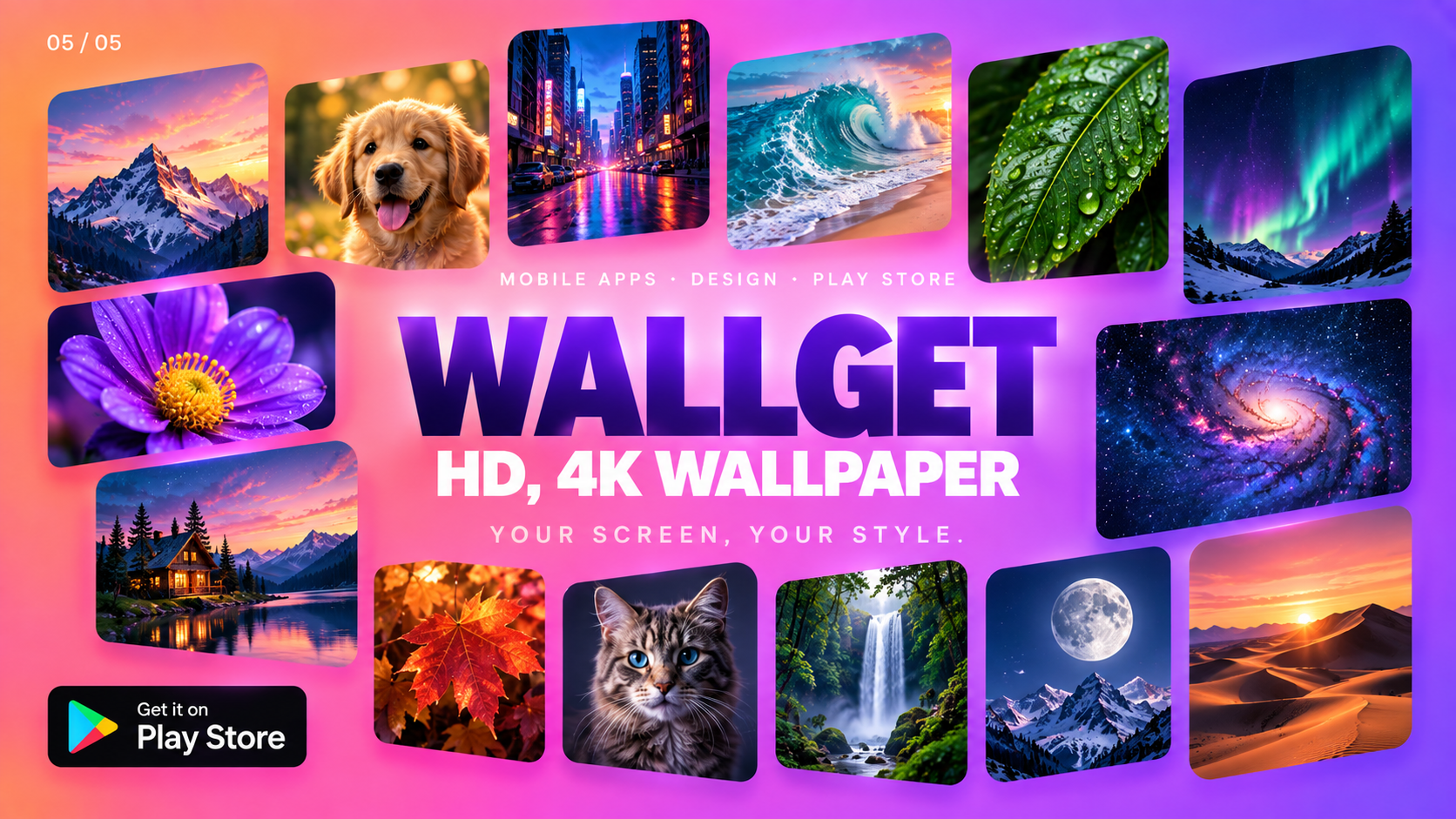WallGet: HD and 4K Wallpaper App for Android visual display 4